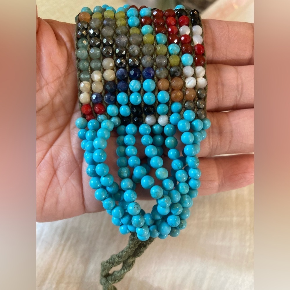 Chan Luu Sterling Silver 925 Turquoise Beads & Multi Colored Agate Bracelet‎ - Picture 13 of 14